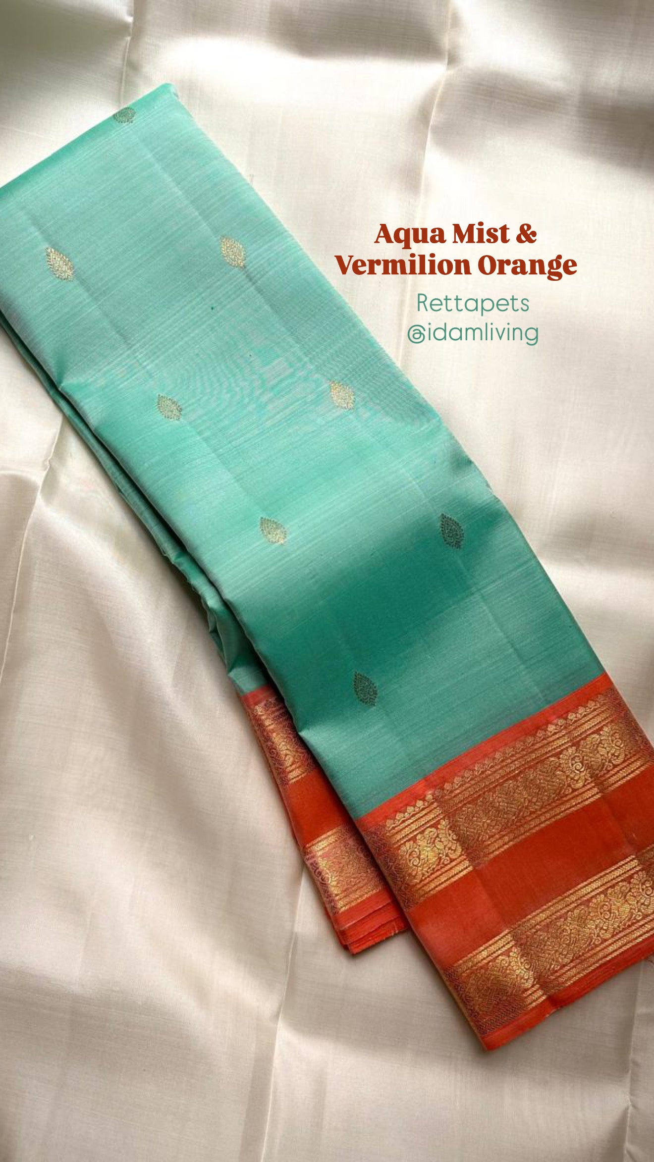 Aqua Mist Handwoven Pure Silk Kanjeevaram Saree with Rettapet Twin Border Weave