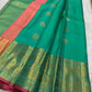 Aqua shot-colour silk catching the light, Kanchi Pattu Butta saree