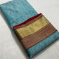 Aquamarine-blue festive Chanderi Katan Silk saree