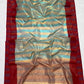 Metallic woven pallu of blue and gold Chanderi saree