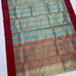 Aquamarine and champagne-gold Tissue Silk Chanderi saree