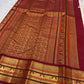 Rudraksham rows and peacock zari ornaments on the contrasting border of this Varisaipet saree
