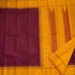 Arakku and Manjal Handwoven Pure Silk Kanchi Pattu Pattupet Saree with Temple-Point Silk Border