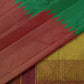 Arakku and green Kancheepuram Ettukol silk saree handwoven in pure mulberry silk