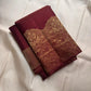 Arakku maroon handwoven pure silk Kanchipuram saree with traditional butta motifs, Idam Living