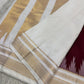 Arakku Maroon Lightweight Pure Silk Kanchipuram Silk Thread Kattam Saree with Ivory Gold Border