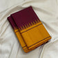 Arakku and Manjal Handwoven Pure Silk Kanchi Pattu Pattupet Saree with Temple-Point Silk Border