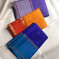 Royal-blue pure silk Kanjipuram Rettapet saree, folded view — Idam Living