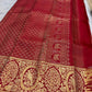 Broad Arakku Red Kanjivaram border densely woven with gold birds, flowers, foliage and oval medallions.