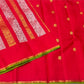 Striking Red Handwoven Pure Silk Kanjivaram Saree with Floral Jaal Butta Border