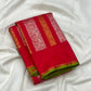 Striking Red Handwoven Pure Silk Kanjivaram Saree with Floral Jaal Butta Border