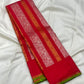 Striking Red Handwoven Pure Silk Kanjivaram Saree with Floral Jaal Butta Border