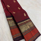 Arakku Red pure mulberry silk Kanchipuram saree with gold floral buttas and traditional elephant border.
