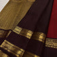 Arakku red Pure Silk Kanjeevaram Rettapet saree with chocolate brown Yaanai zari border, detail view 3
