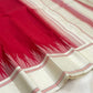 Pillar Box Red and Ivory Handwoven Pure Silk Kanjipuram Saree with Korvai Thazampoo Reku Border