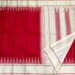 Pillar Box Red and Ivory Handwoven Pure Silk Kanjipuram Saree with Korvai Thazampoo Reku Border
