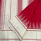 Pillar Box Red and Ivory Handwoven Pure Silk Kanjipuram Saree with Korvai Thazampoo Reku Border