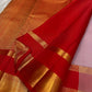 Brick Red Kamalam and Kodi vine gold zari border on Kanchipuram silk