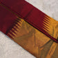 Arakku Red and Antique Gold Handwoven Pure Silk Kanjeevaram Saree with Ettukol Border