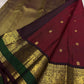 Arakku Red and Deep Green Handwoven Pure Silk Kanchi Pattu Saree with Kamalam Mayil Butta and Silk Thread Zari Border