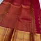 Close view of Zari Kattam body showing Gandaberunda Butta on arakku red Kanjeevaram silk