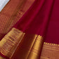 Dense gold Varisaipet pallu on arakku red Zari Kattam Kanjeevaram saree