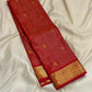 Radiant Red Handwoven Pure Silk Kanjeevaram Saree with Vairaoosi Zari Body and Mayil Butta Border