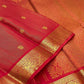 Radiant Red Handwoven Pure Silk Kanjeevaram Saree with Vairaoosi Zari Body and Mayil Butta Border