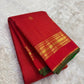 Arakku Red Handwoven Pure Silk Kanchipuram Saree with Zari Kattam Floral Butta and Kaal Irangiya Border