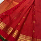 Arakku Red Handwoven Pure Silk Kanchipuram Saree with Zari Kattam Floral Butta and Kaal Irangiya Border