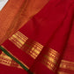 Arakku Red Handwoven Pure Silk Kanchipuram Saree with Zari Kattam Floral Butta and Kaal Irangiya Border