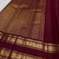 Deep Arakku Red Handwoven Pure Silk Kanchipuram Rettapet Saree with Yaanai Ambari Gold Zari Buttas