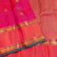 Raspberry Pink Handwoven Pure Silk Kanchipuram Rettapet Saree with Orange Double Border — silk body texture