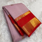 Ash Lilac Kanjeevaram silk saree with Brick Red gold zari border