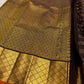 Deep Aubergine Brown Handwoven Pure Silk Kanjipuram Saree with Zari Kattam and Antique Gold Diamond Border