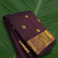 Pure Kanchipuram silk saree in aubergine brown with antique gold Annapakshi zari border