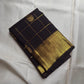 Deep Coffee Brown Gandaberunda Zari Kattam Kanjivaram saree with antique gold border, styled shot.