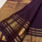 Dusky Aubergine Handwoven Pure Silk Kancheepuram Saree with Mayil Zari Buttas and Antique Pon Zari Border