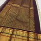 Ivory Green Undertone Handwoven Pure Silk Kanjipuram Saree with Aubergine Korvai Mayil Zari Border