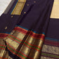 Layered multicolour silk thread and gold zari border on Kanchipuram saree