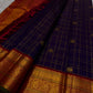 Vintage Aubergine Handwoven Pure Silk KanchiPattu Saree with Zari Kattam and Arakku Red Korvai Mayil Border