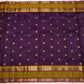 Sorgavasal mayil peacock motifs in dense gold zari pallu on aubergine purple Kanchipuram silk saree — Idam Living