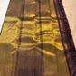Deep Aubergine Purple-Brown Pure Silk Kanchi Pattu Ettukol Saree - heritage gold border detail