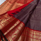 Deep Aubergine Zari Kattam saree with broad red and gold Yanai border