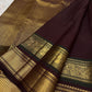 Deep Plum Handwoven Pure Silk Kancheepuram Saree with Rettapet Heritage Motif Border