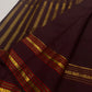 Handwoven Deep Kaapi Maroon Kanchipuram silk saree, border panel, Rettapet red-and-gold border