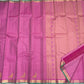 Orchid pink handwoven pure silk Kanchipuram Vairaoosi saree with Kili parrot motifs and mint green selvedge — Idam Living