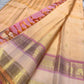 Peach Blush Handwoven Pure Silk Kanchipuram Rettapet Saree with Pink Border – view 1