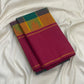 Maragatham green Kanchipuram silk saree, multicolour silk border with orange, pink and purple registers