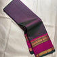 Zari Kattam grid weave close-up on aubergine Kanchi Pattu silk saree body